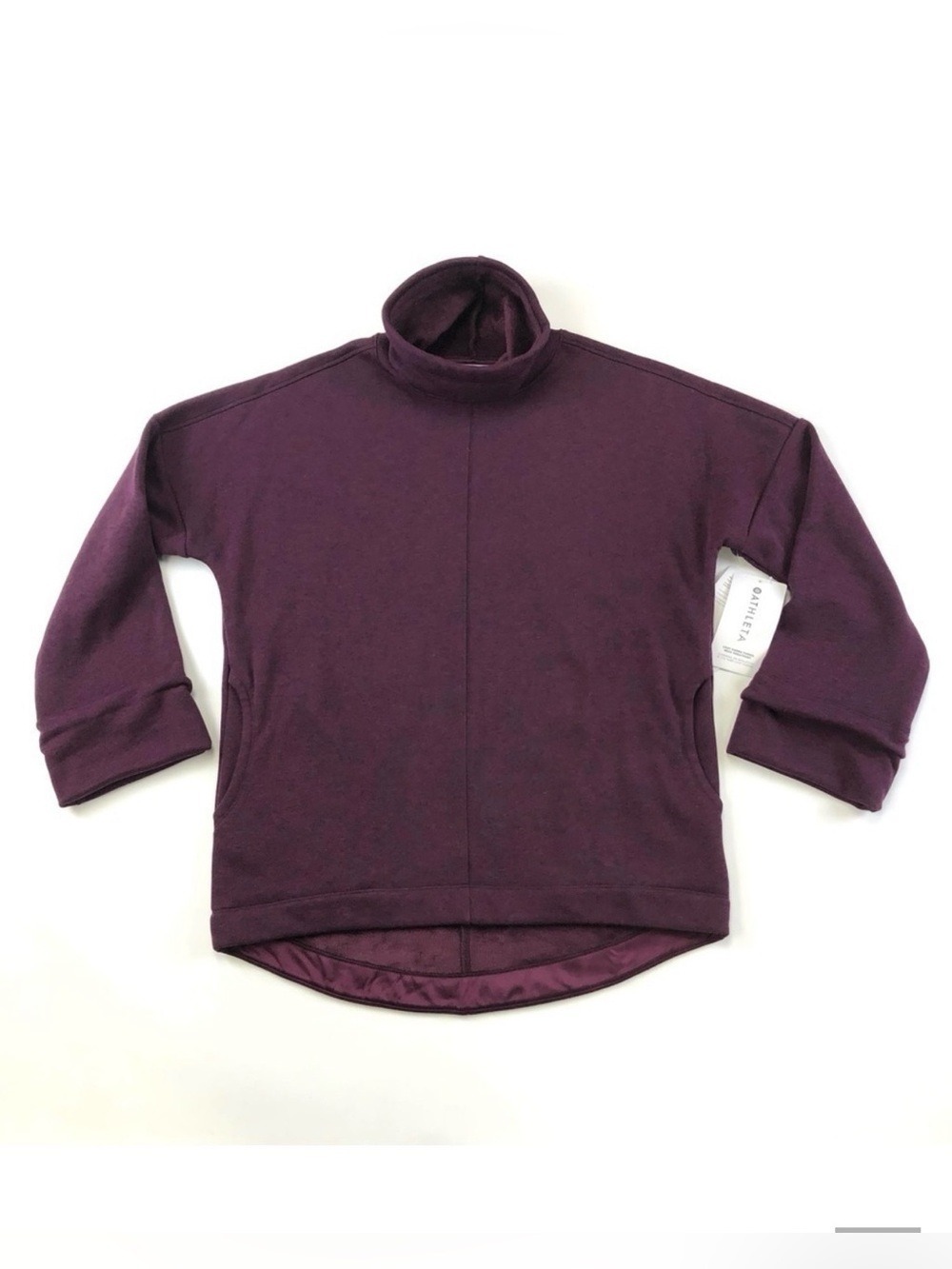 Athleta NWT cozy pullover Cozy Karma funnel neck Oversize burgundy sweatshirt XS
